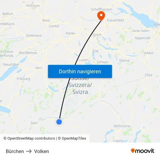 Bürchen to Volken map