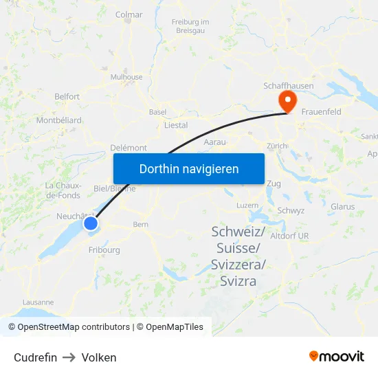 Cudrefin to Volken map