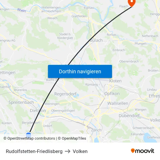 Rudolfstetten-Friedlisberg to Volken map