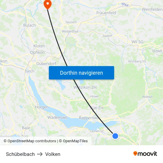 Schübelbach to Volken map