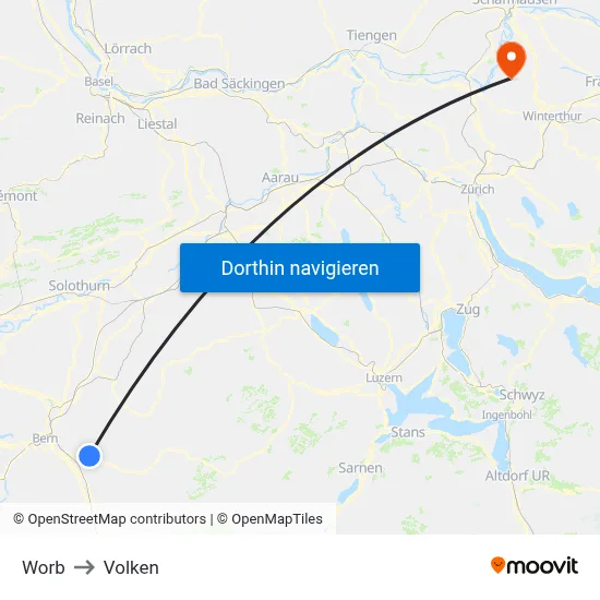 Worb to Volken map