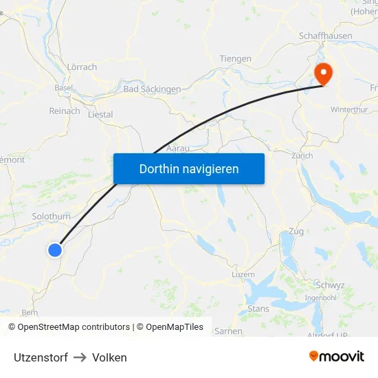 Utzenstorf to Volken map