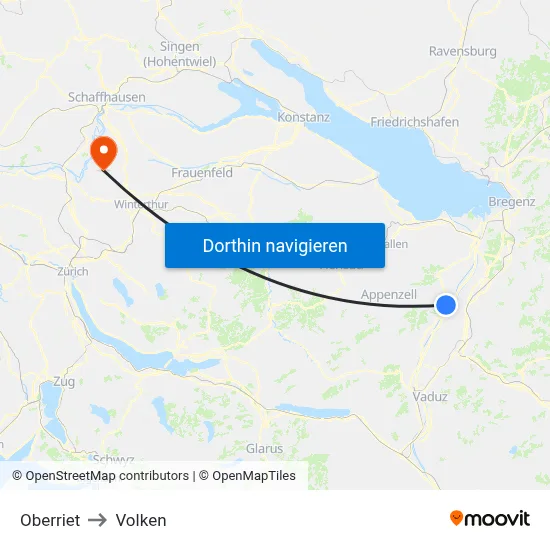 Oberriet to Volken map