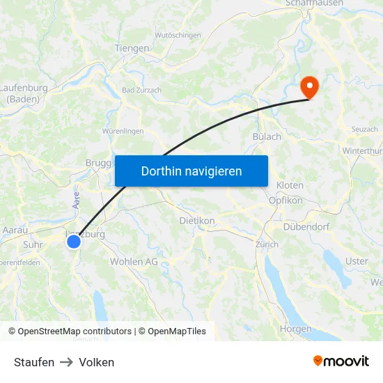 Staufen to Volken map