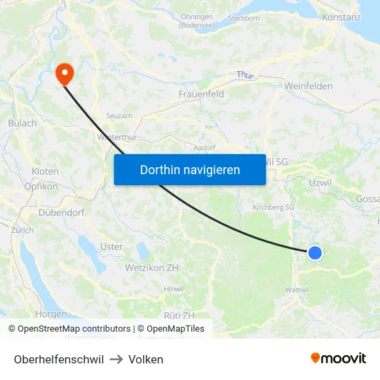 Oberhelfenschwil to Volken map