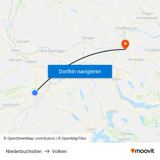 Niederbuchsiten to Volken map