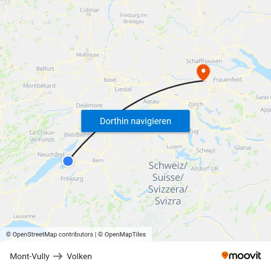 Mont-Vully to Volken map