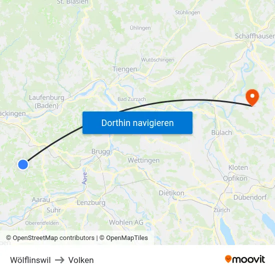 Wölflinswil to Volken map