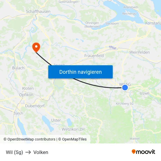 Wil (Sg) to Volken map