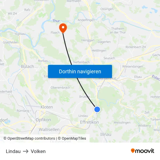 Lindau to Volken map
