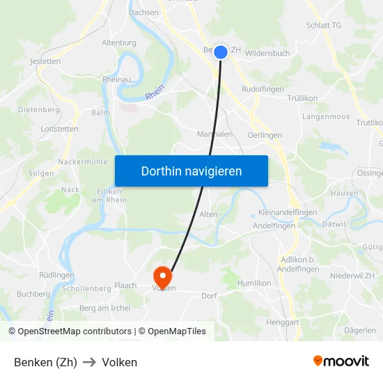 Benken (Zh) to Volken map