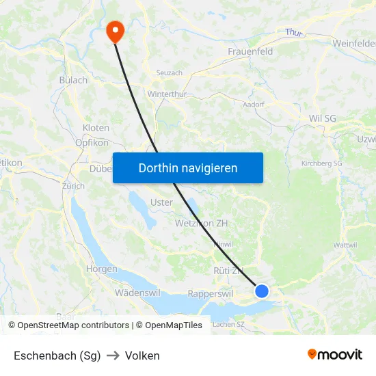 Eschenbach (Sg) to Volken map