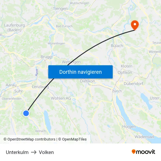 Unterkulm to Volken map