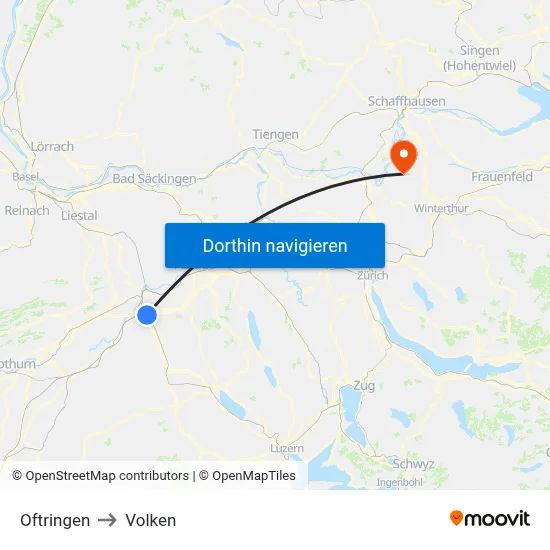 Oftringen to Volken map