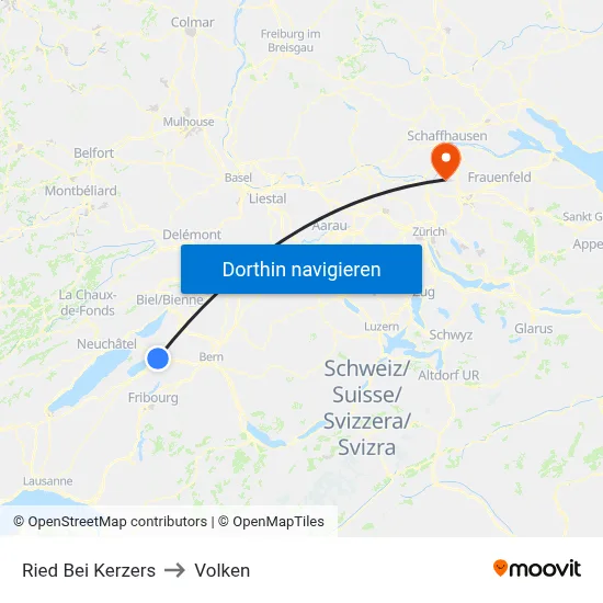 Ried Bei Kerzers to Volken map