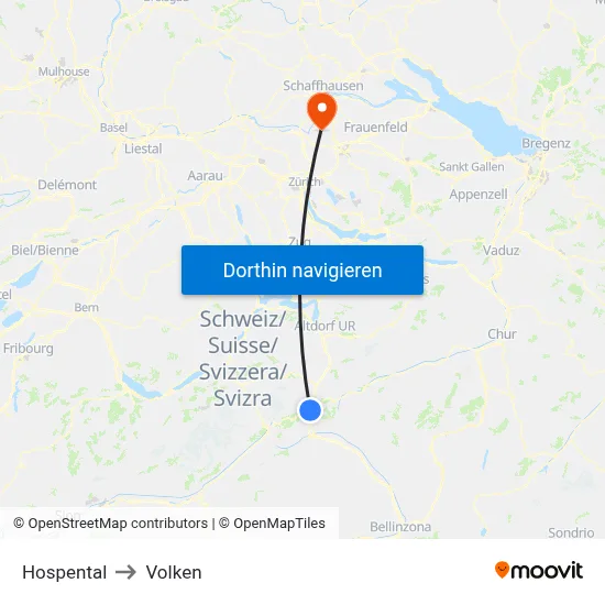 Hospental to Volken map
