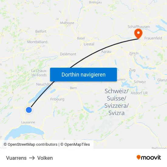 Vuarrens to Volken map