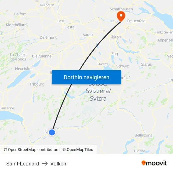 Saint-Léonard to Volken map