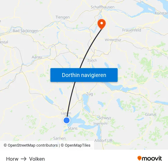 Horw to Volken map
