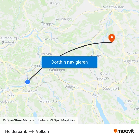 Holderbank to Volken map