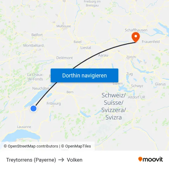 Treytorrens (Payerne) to Volken map