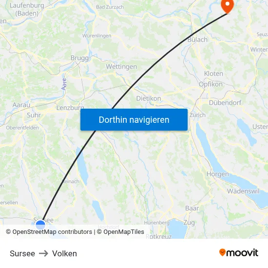 Sursee to Volken map