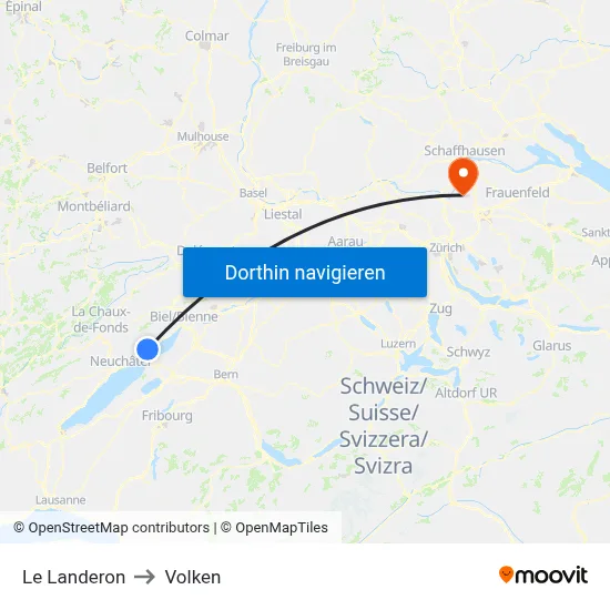 Le Landeron to Volken map