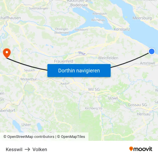 Kesswil to Volken map