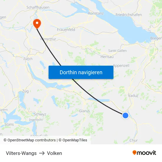 Vilters-Wangs to Volken map