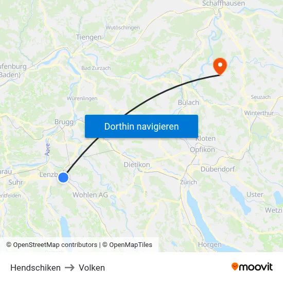 Hendschiken to Volken map