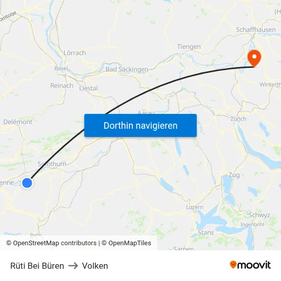 Rüti Bei Büren to Volken map