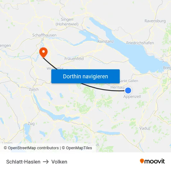 Schlatt-Haslen to Volken map