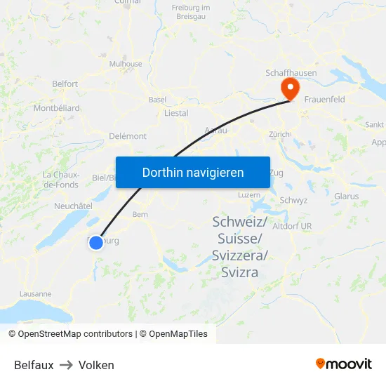Belfaux to Volken map