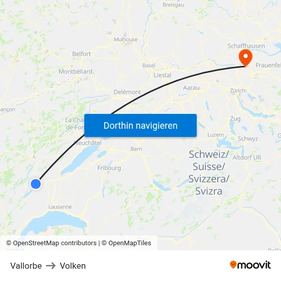 Vallorbe to Volken map