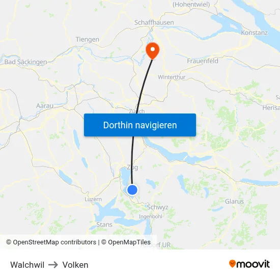 Walchwil to Volken map