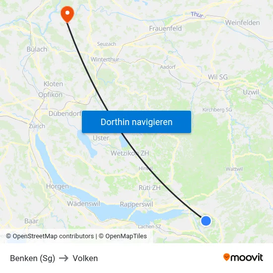 Benken (Sg) to Volken map
