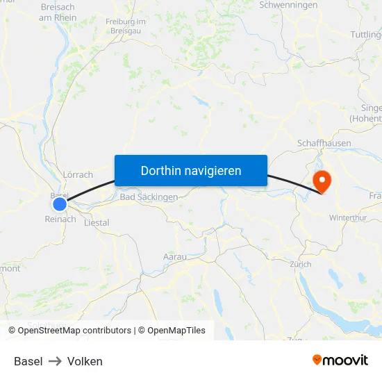 Basel to Volken map