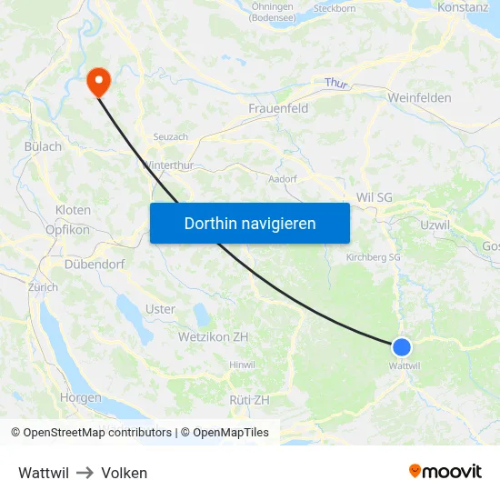 Wattwil to Volken map