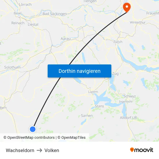 Wachseldorn to Volken map
