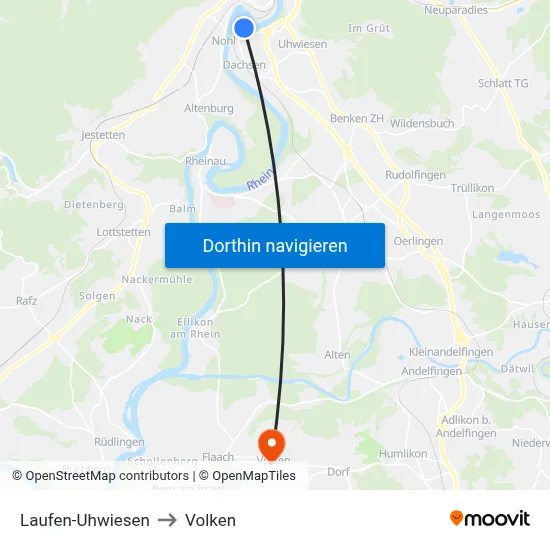 Laufen-Uhwiesen to Volken map