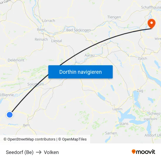 Seedorf (Be) to Volken map