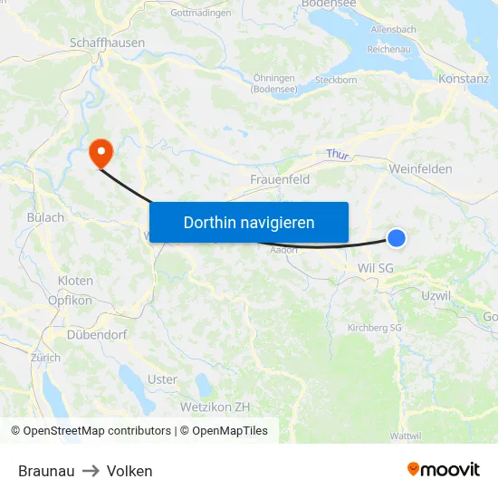 Braunau to Volken map
