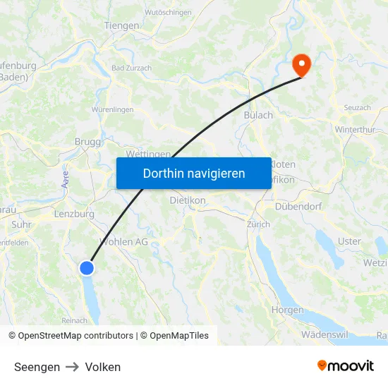 Seengen to Volken map