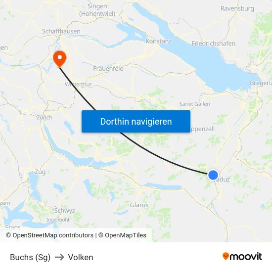 Buchs (Sg) to Volken map