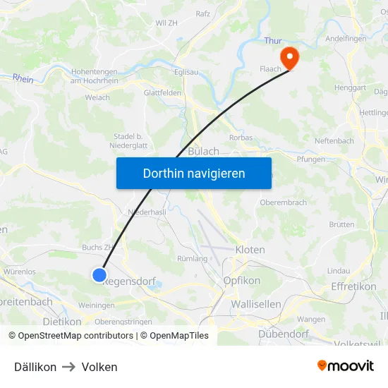 Dällikon to Volken map