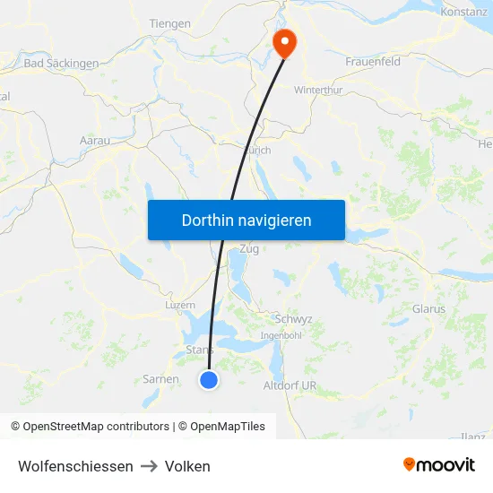 Wolfenschiessen to Volken map