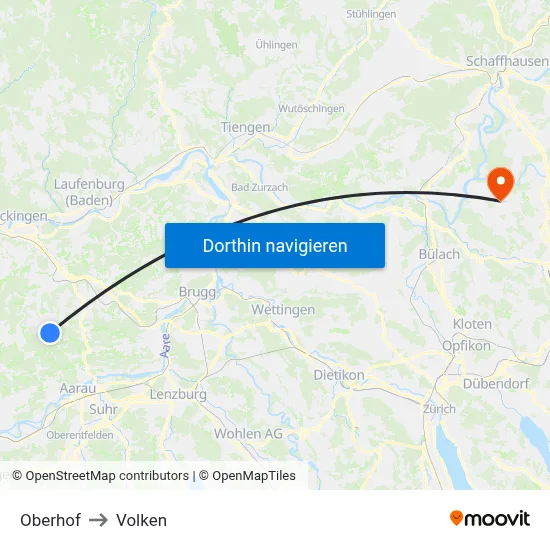 Oberhof to Volken map