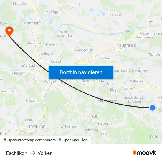 Eschlikon to Volken map