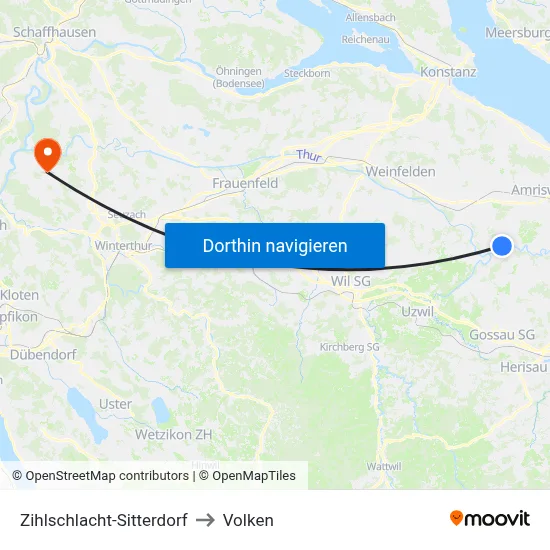 Zihlschlacht-Sitterdorf to Volken map