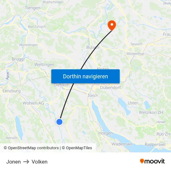 Jonen to Volken map